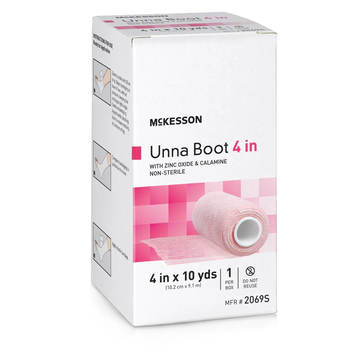 Pink 4" x 10 Yd Zinc Oxide Unna Boot 12 Ct Q40676
