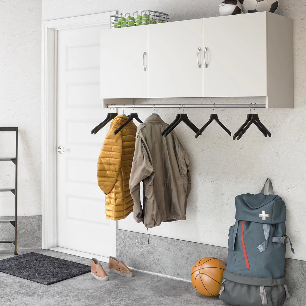 White 3 Door Wall Cabinet with Hanging Rod Y553744