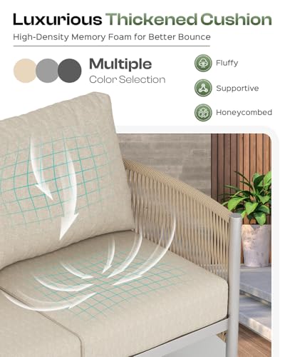 Aluminum HDPE Rope 5 Piece Patio Furniture Set with Coffee Table U733