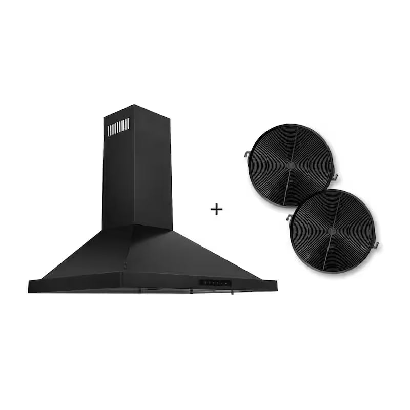 Black Stainless Steel 30 in. 400 CFM Convertible Wall Mount Range Hood D280