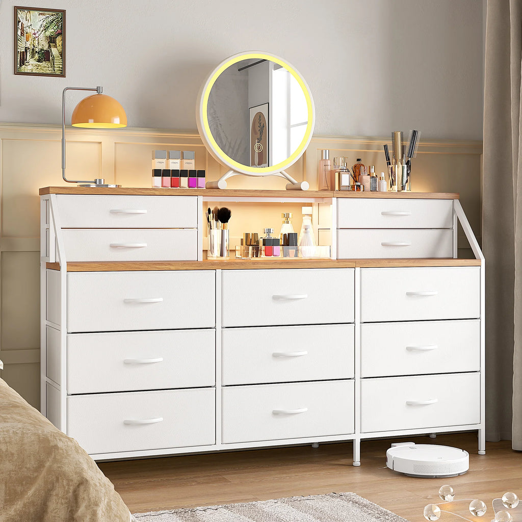 Black Fabric 13 Drawer Dresser U14579