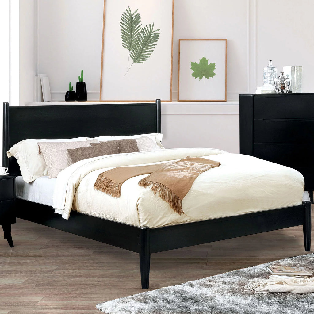 Black Twin Size Solid Wood Platform Bed I6641