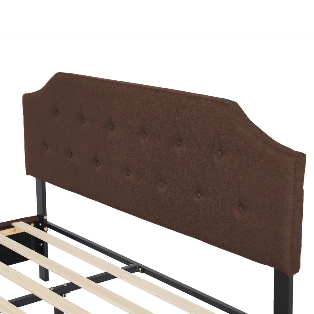 Queen Size Wood Platform Bed Frame with Headboard and Footboard Brown Q816