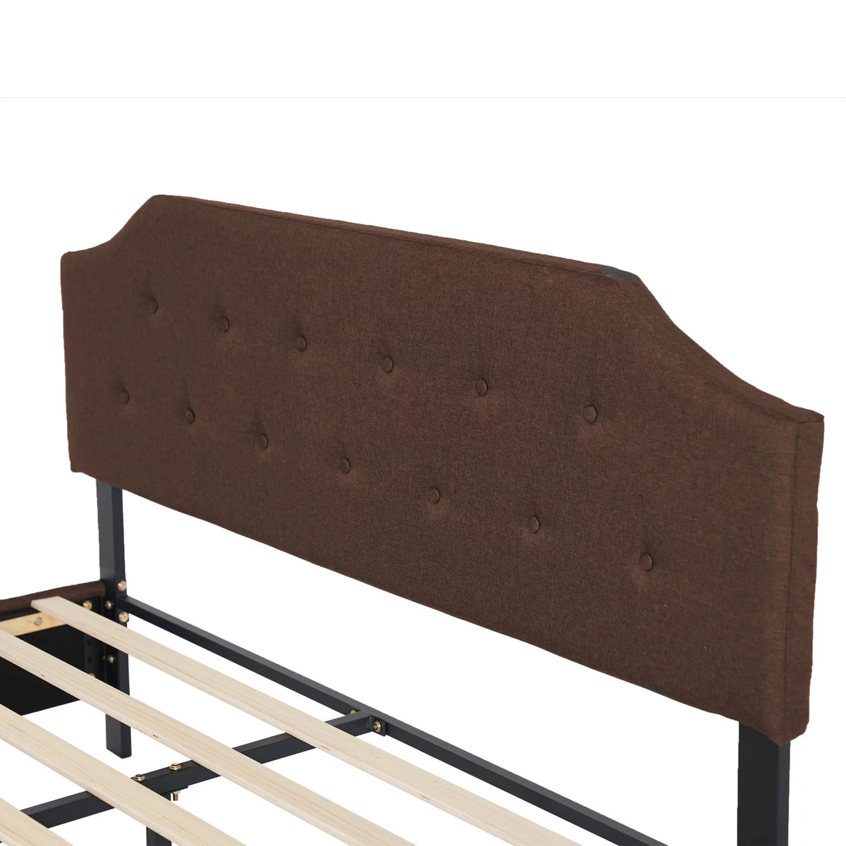 Queen Size Wood Platform Bed Frame with Headboard and Footboard Brown Q816
