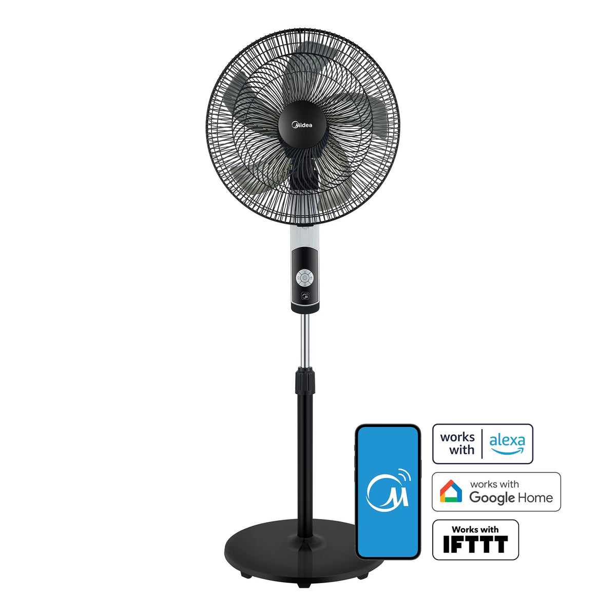 16-inch Smart Pedestal DC Fan with Wi-Fi, Black D48573
