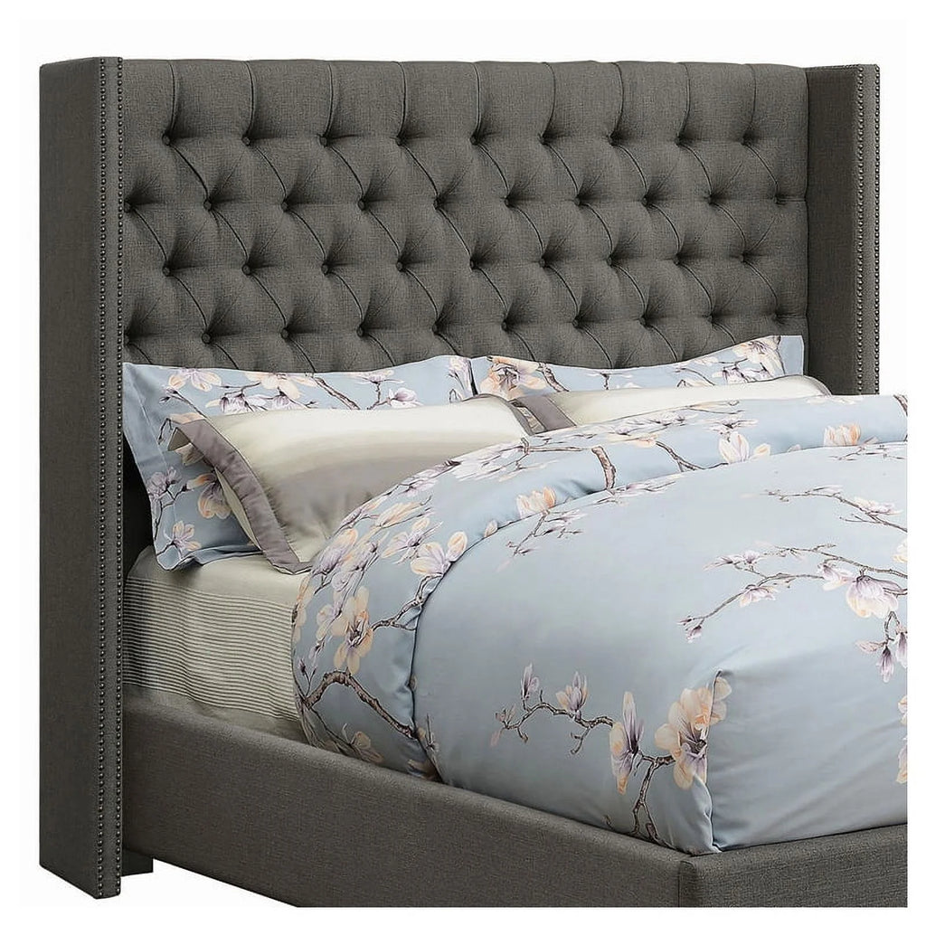 Fabric Upholstered Queen Headboard Gray N828