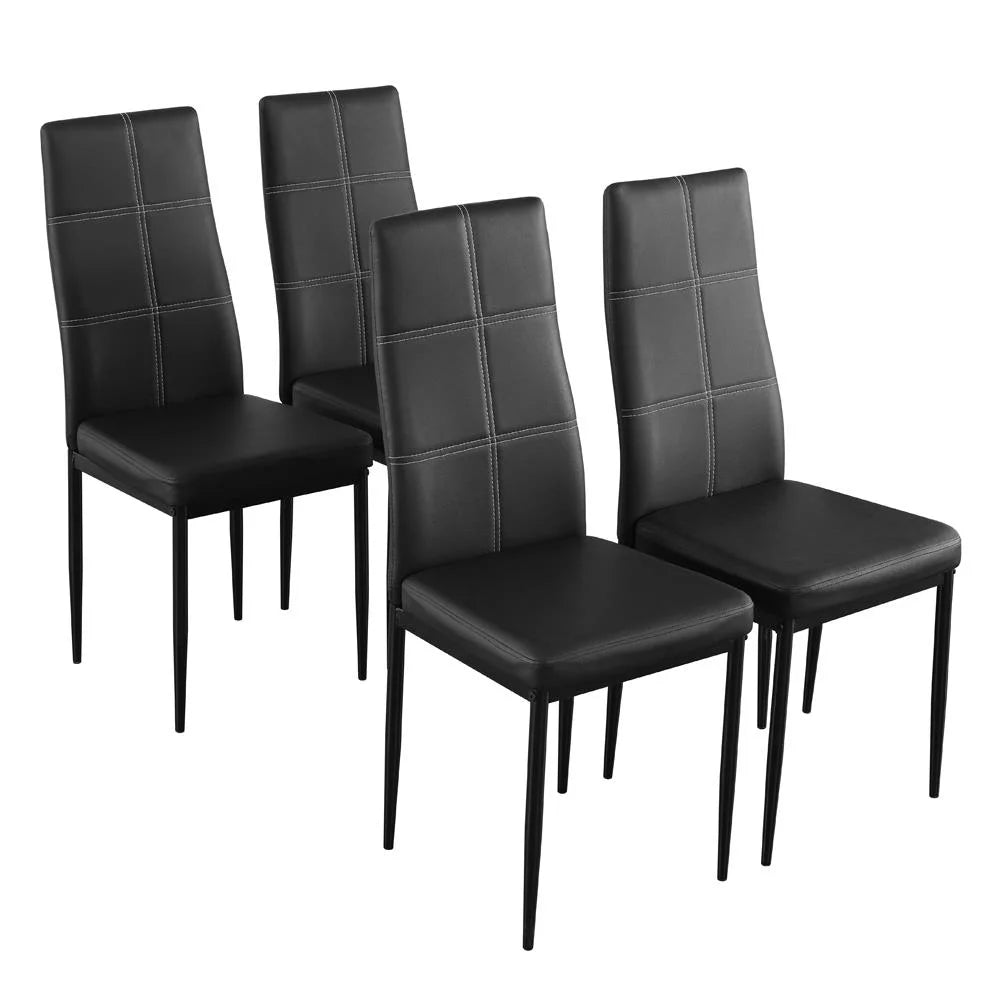 5 Piece Round Dining Table Set with Tempered Glass Top E460271