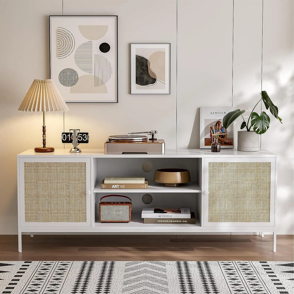 White Rattan TV Stand for 65 Inch TV T80053