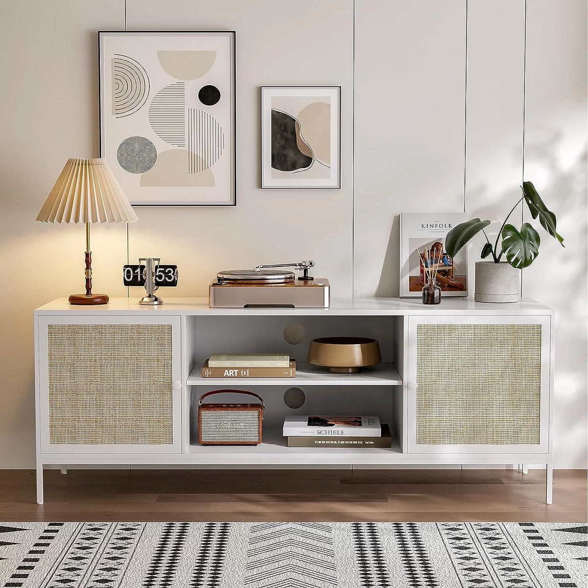White Rattan TV Stand for 65 Inch TV T80053