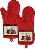Long Silicone Oven Mitts 2 Pcs Cotton Oven Gloves G146309