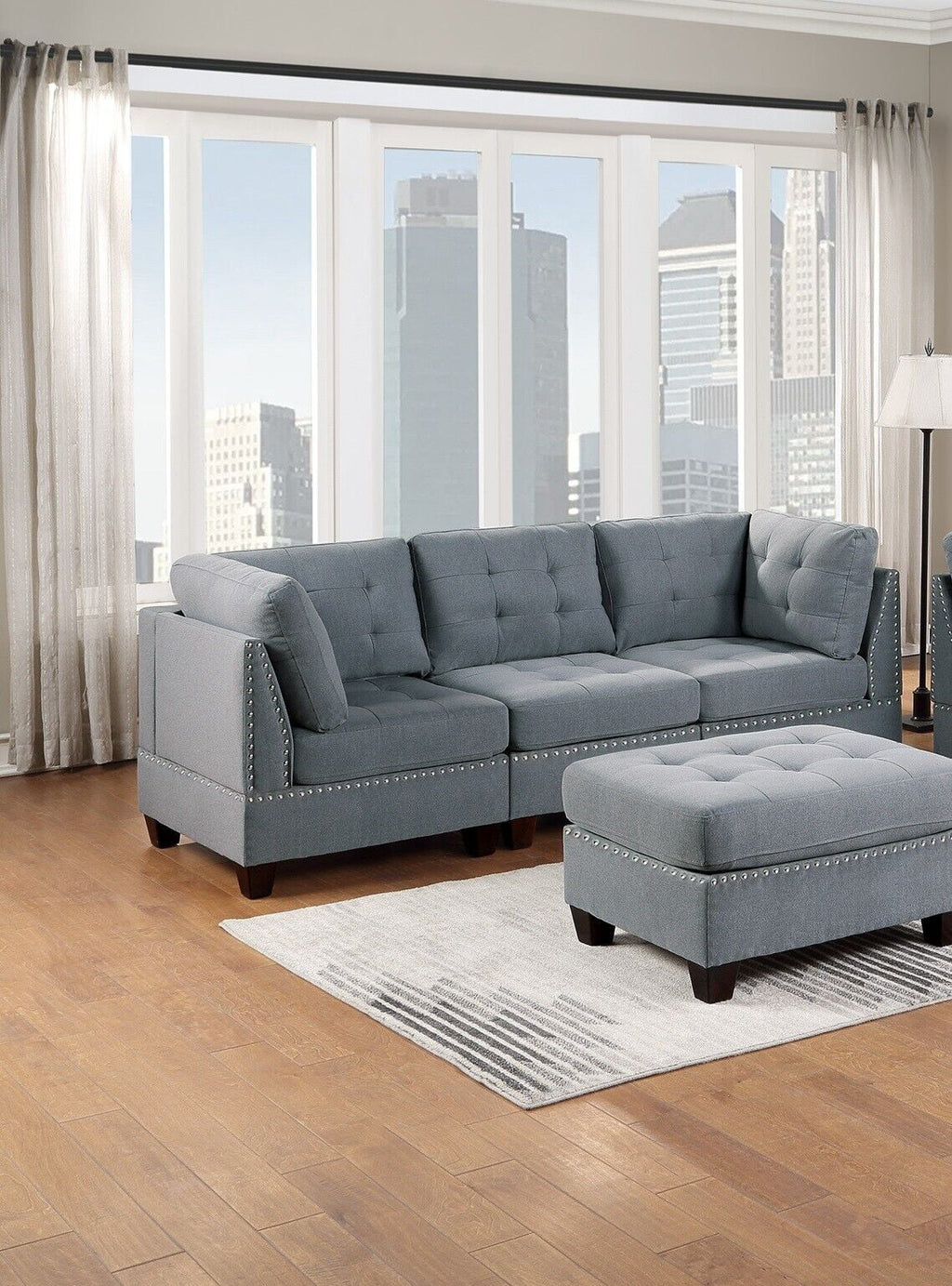 Gray Fabric 6pcs Modular Sofa Set L7518