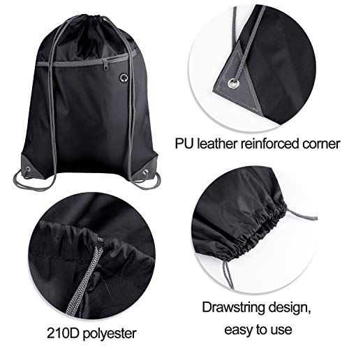 12Pcs Drawstring Backpack Bags with Zipper Pocket and Headphone Hole X242678