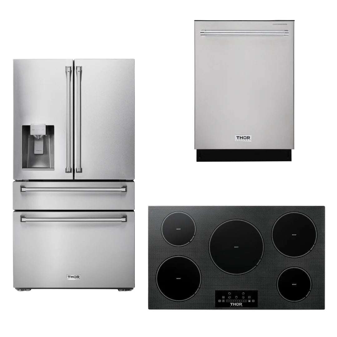 36 Induction Cooktop, Refrigerator with Water and Ice Dispenser, Dishwasher M13880