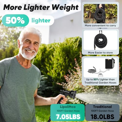 100FT Lightweight Garden Hose with 8 Function Nozzle B74991