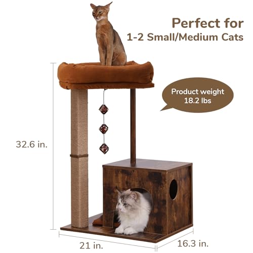 Modern Wooden Cat Scratching Post with Silvervine Balls C5594
