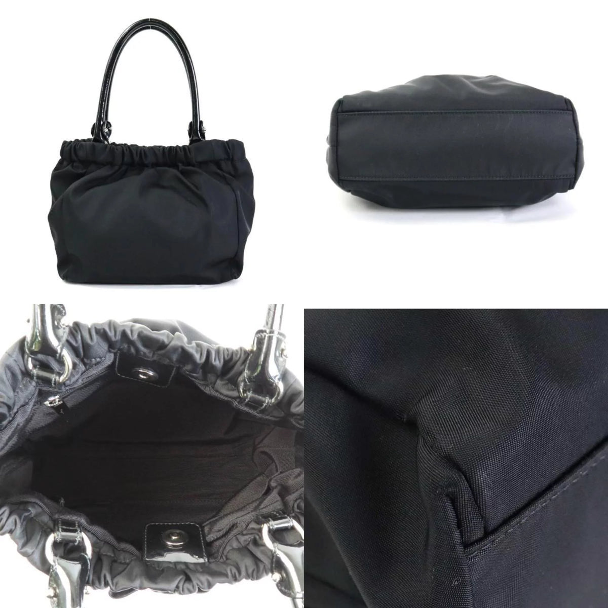 Pre-Owned Black Nylon Patent Leather Handbag N6805