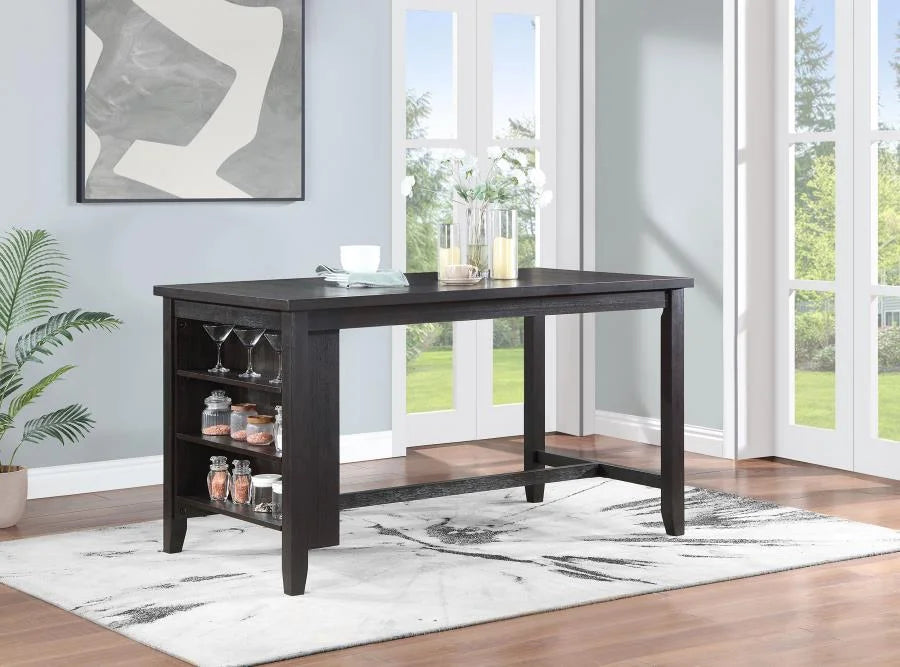 Counter Height Dining Table with Storage Shelves Dark Grey W132