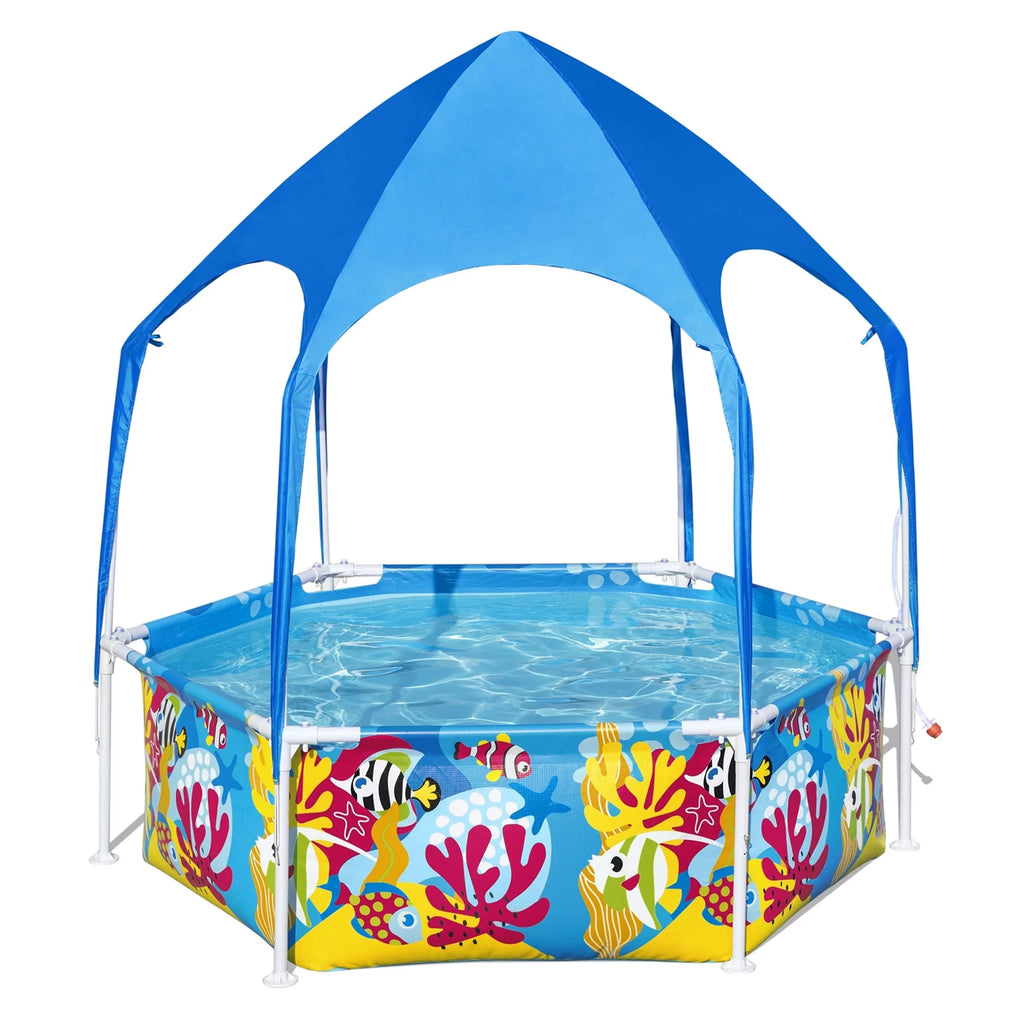 6' x 20 Above Ground Round Swimming Pool with Canopy M297734