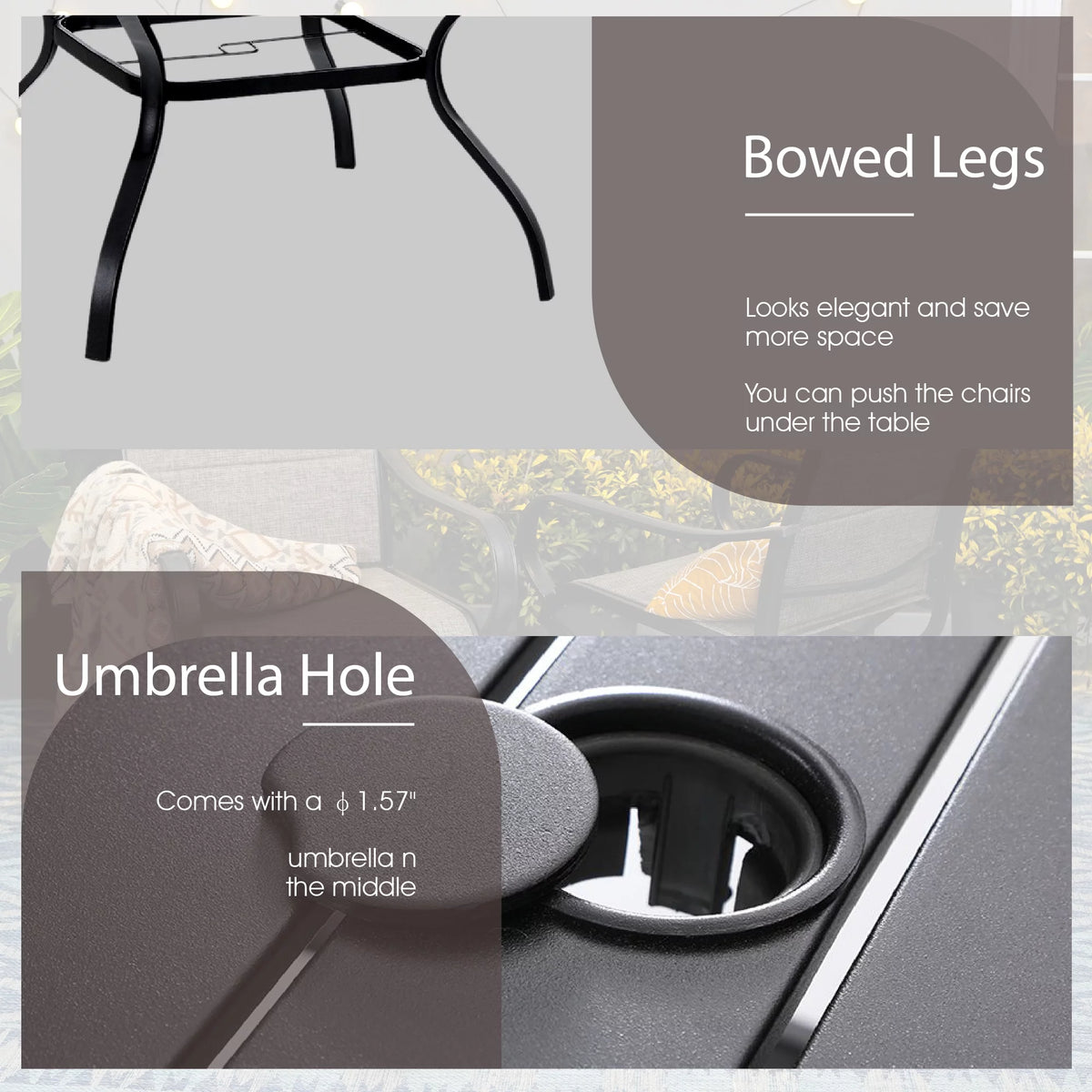 6-Piece Outdoor Patio Dining Set with 9 ft Umbrella B579821