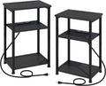 Nightstands Set of 2 with Charging Station and Storage Shelf M87405