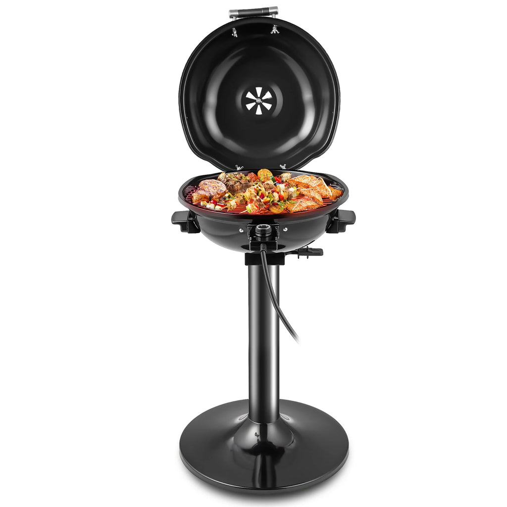 Portable 1600W Electric BBQ Grill with Temperature Control Black N7468