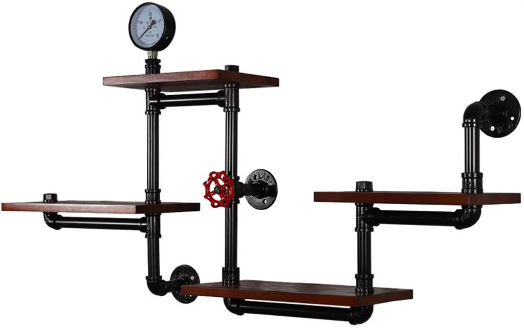 Industrial Pipe Wall-Mounted Wood Shelving Z810036