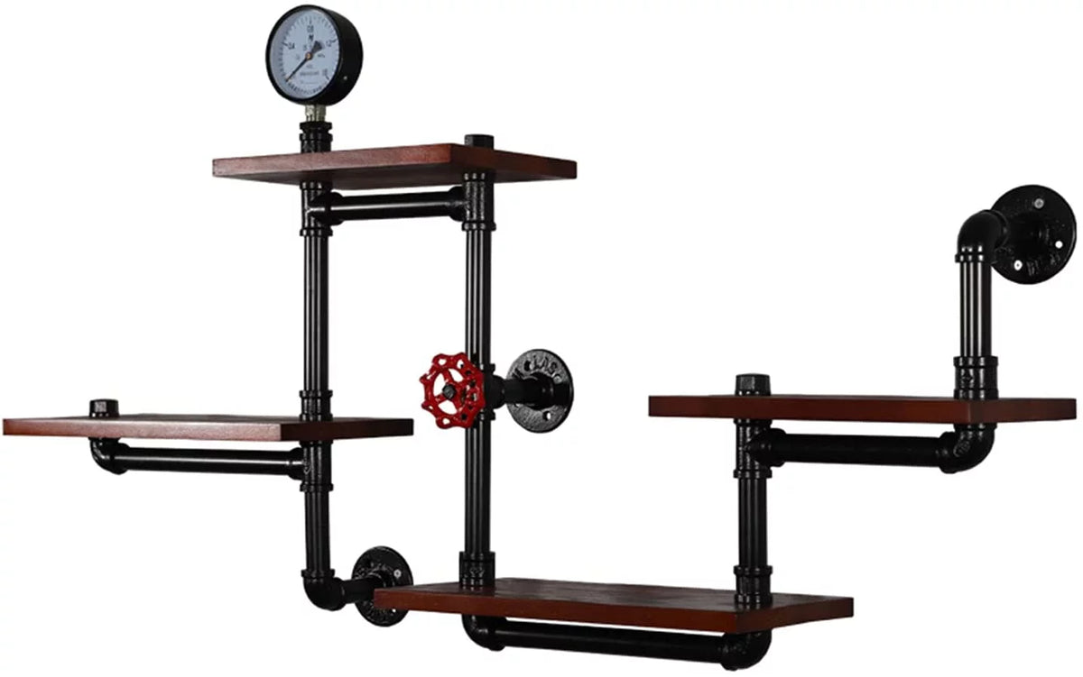 Industrial Pipe Wall-Mounted Wood Shelving Z810036