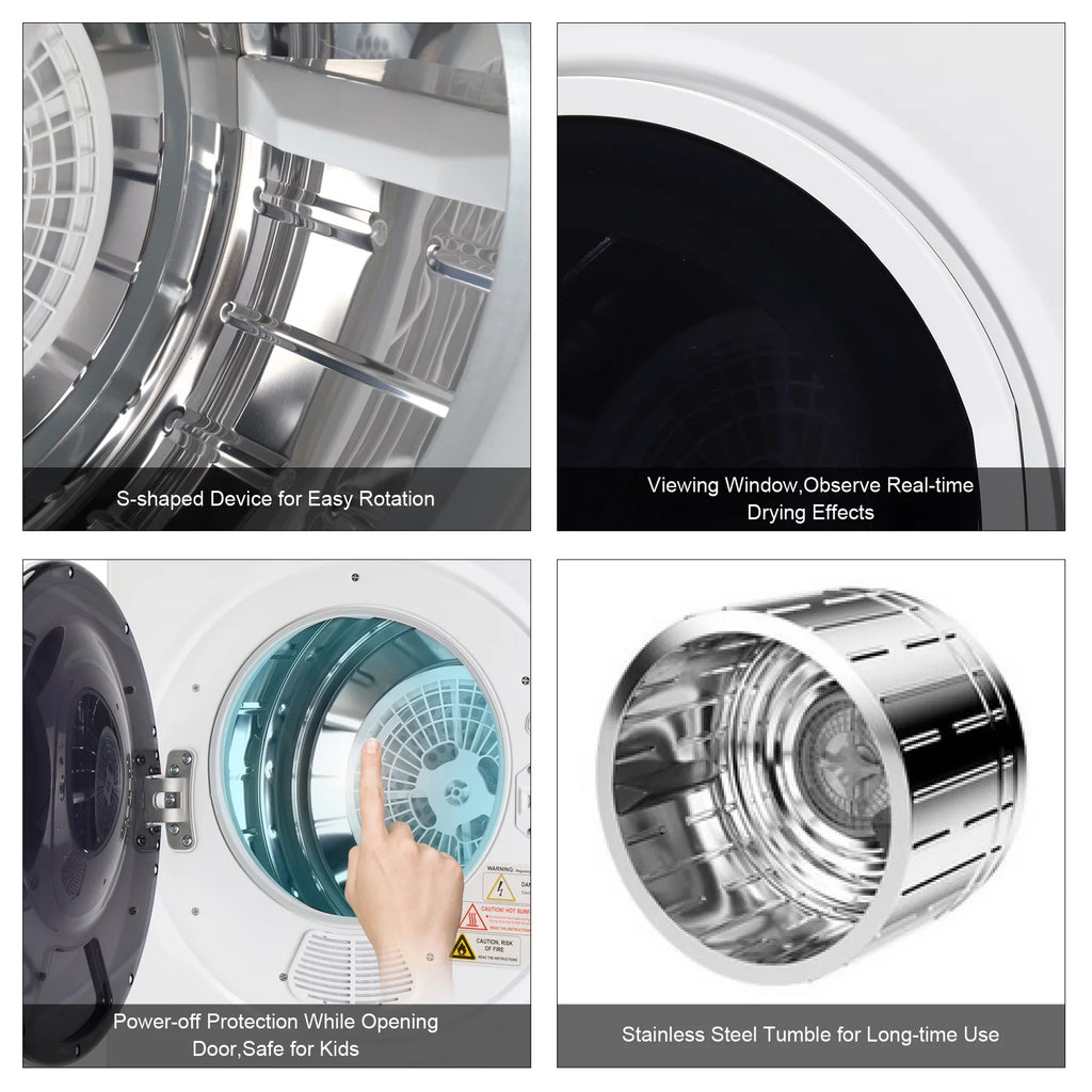 850W 1.6cu ft Front Load Electric Clothes Dryer with Stainless Steel Tub M577