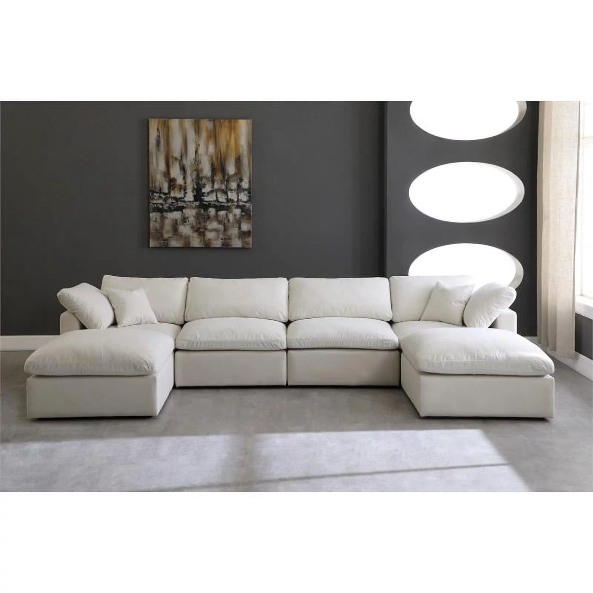 Cream Velvet Modular Sectional Z515