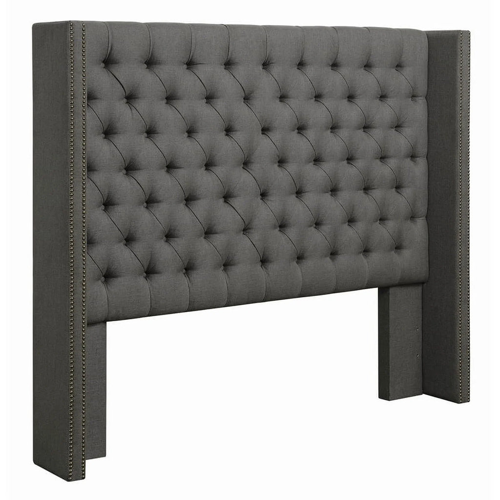 Fabric Upholstered Queen Headboard Gray N828