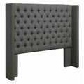 Fabric Upholstered Queen Headboard Gray N828