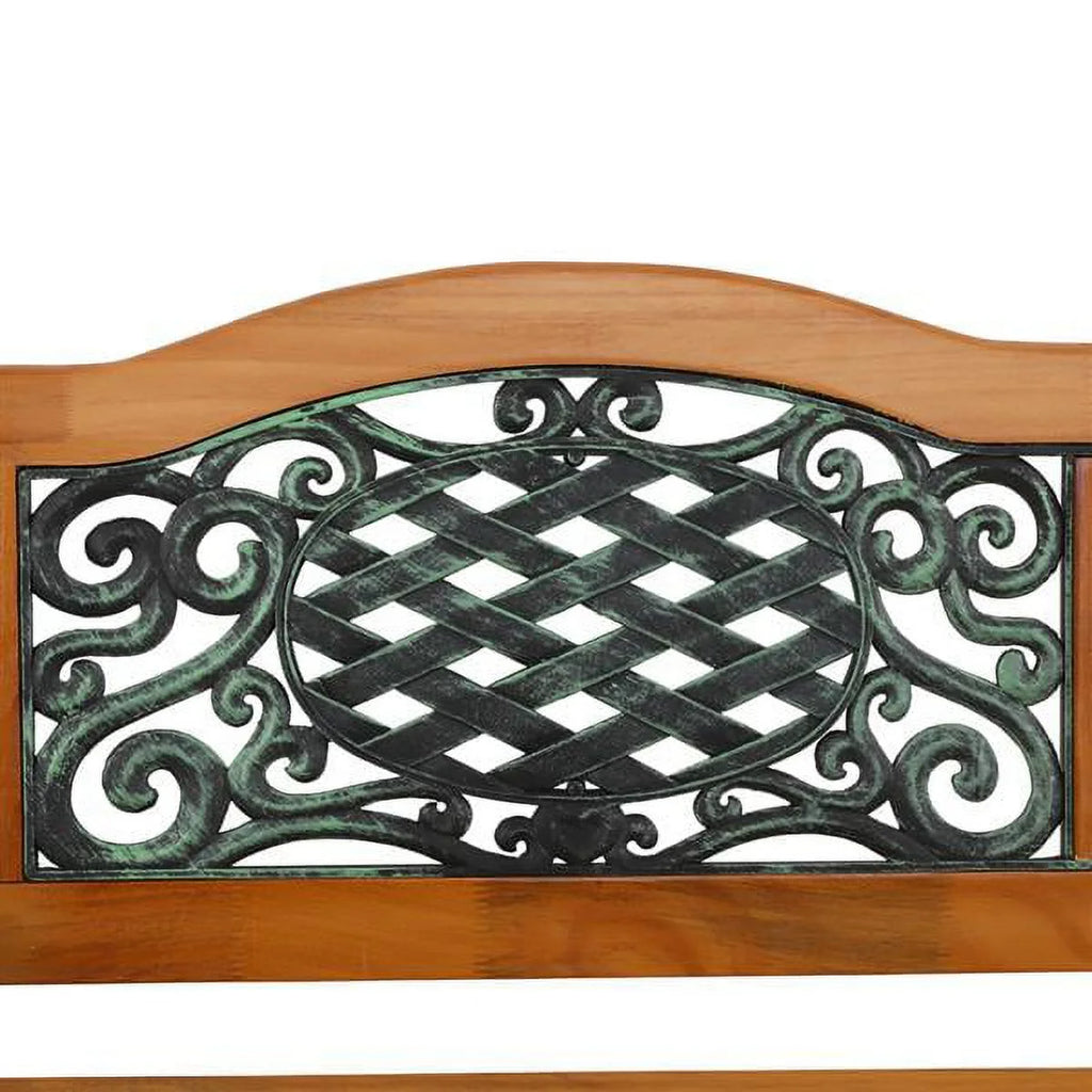 49" Hardwood Slats Cast Iron Frame Garden Bench Z80863