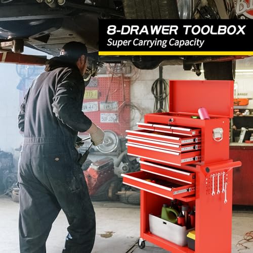 8 Drawer Rolling Metal Tool Chest with Wheels M5083