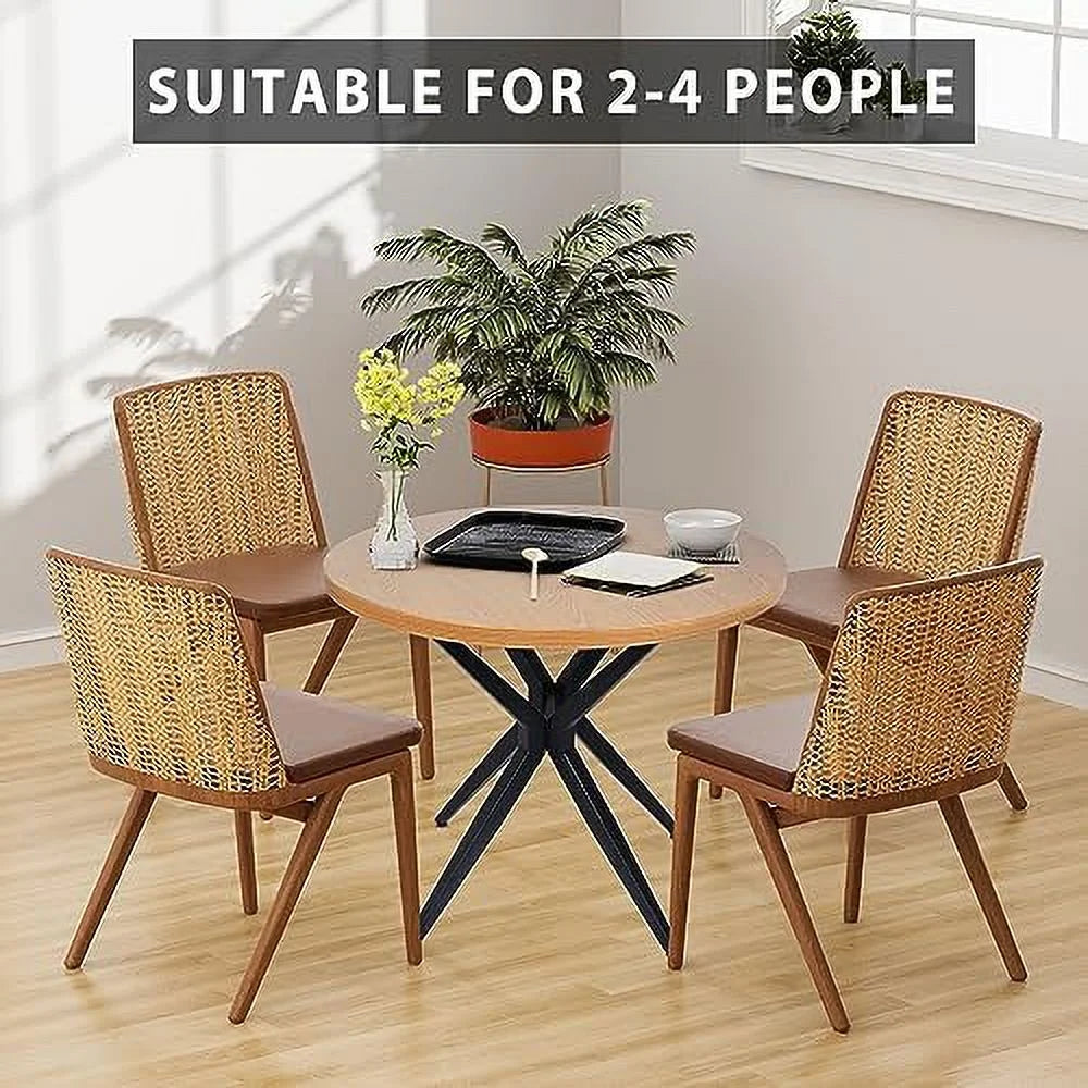53'' Mid-Century Modern Round Dining Table with Metal Legs R342906
