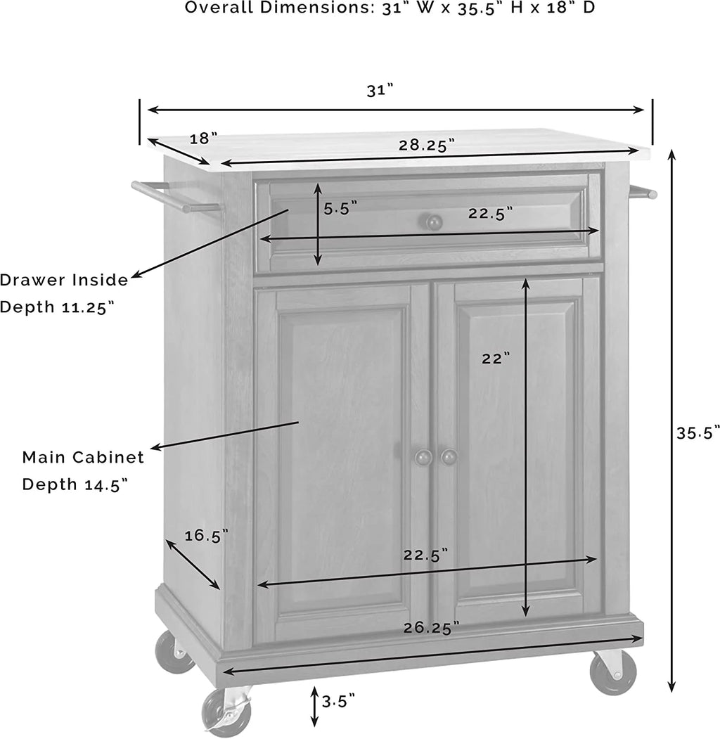 Compact Kitchen Island with Natural Wood Top T771390