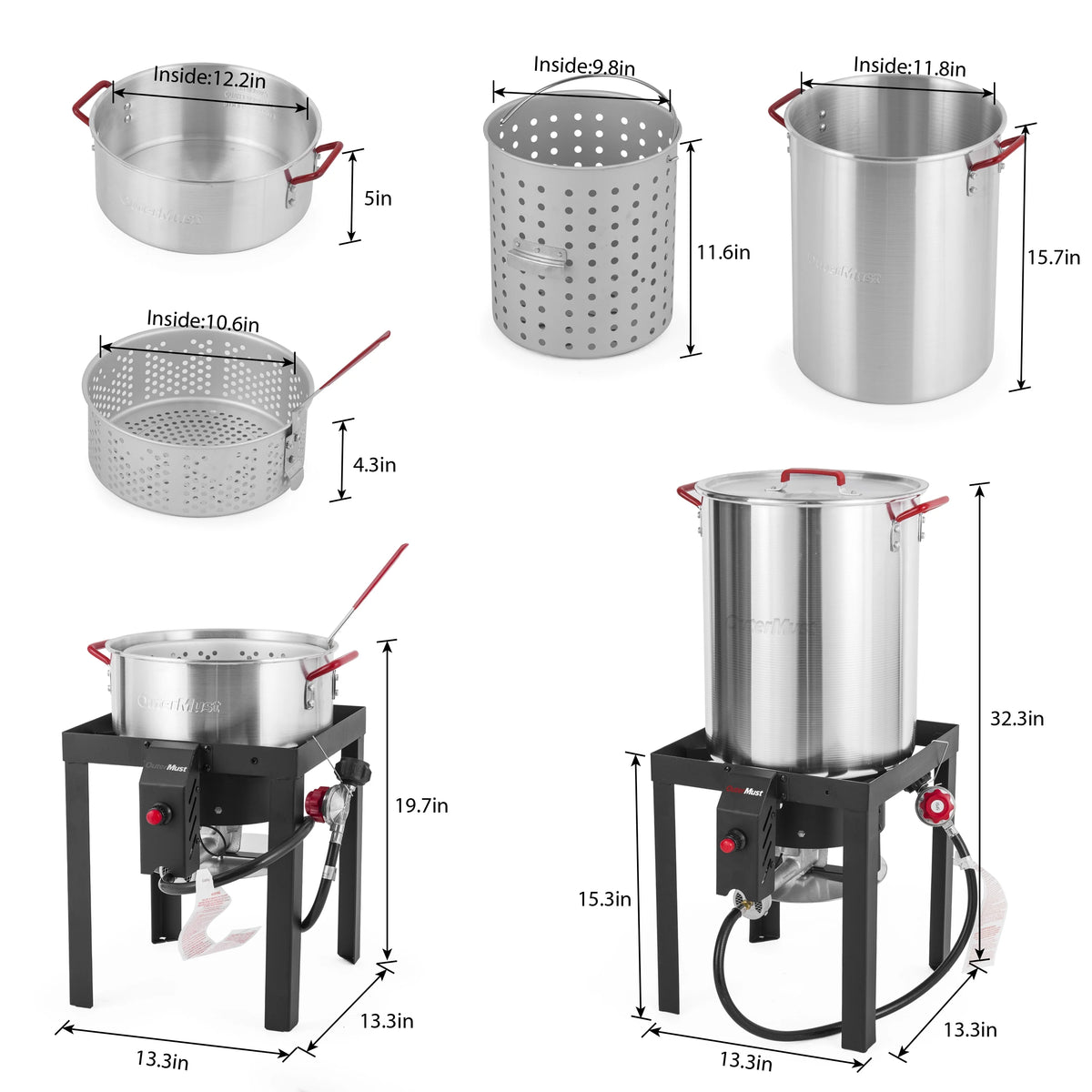 30 QT Turkey Fryer with Basket and Burner Set R74336