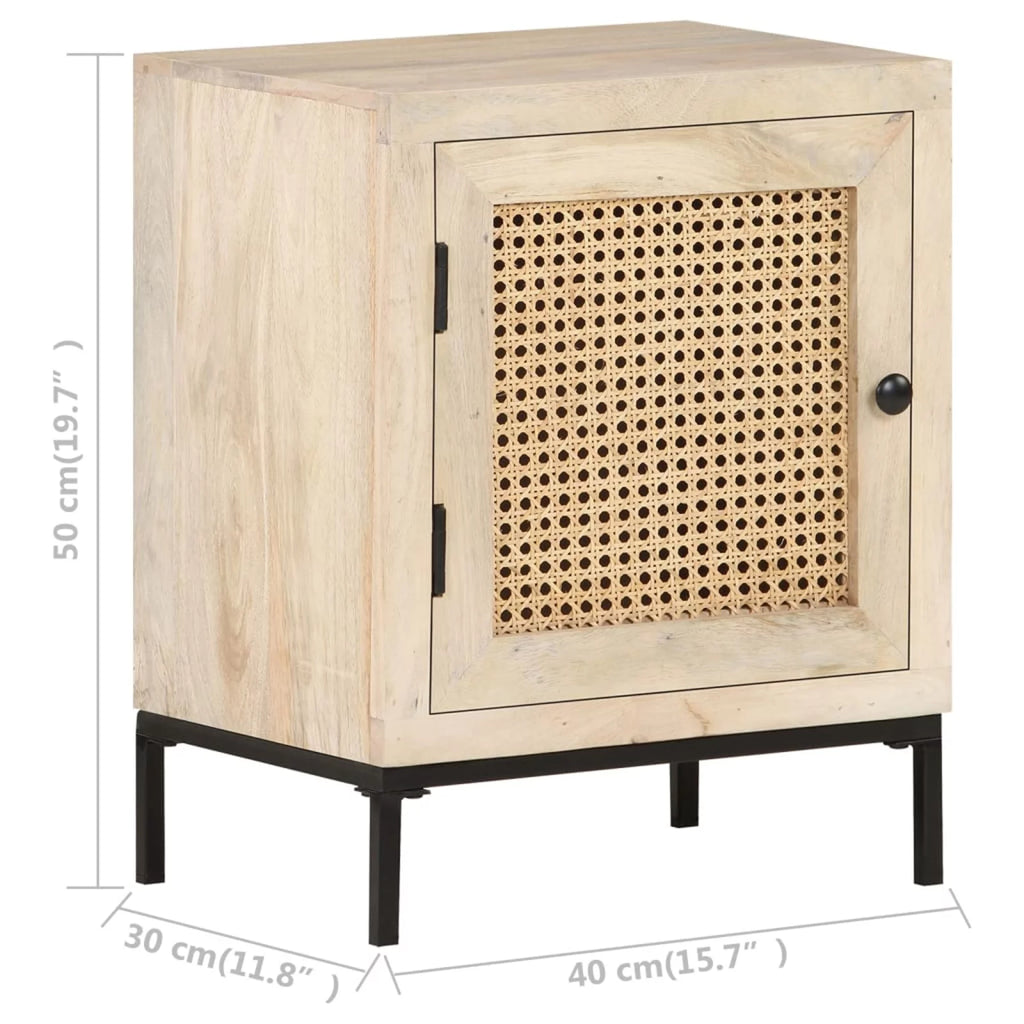 Solid Mango Wood and Natural Cane Bedside Cabinet R1299