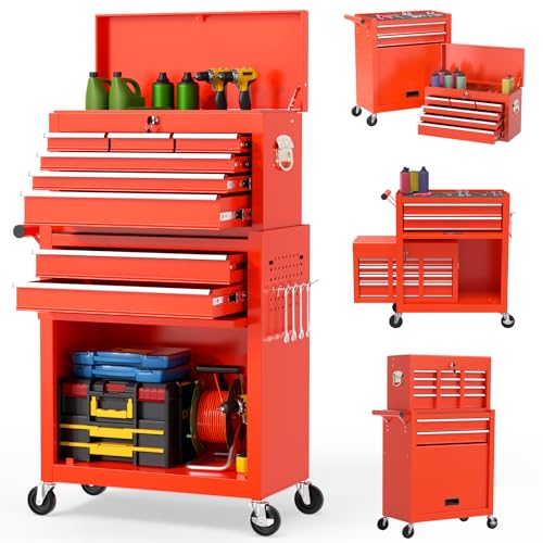 8 Drawer Rolling Metal Tool Chest with Wheels M5083