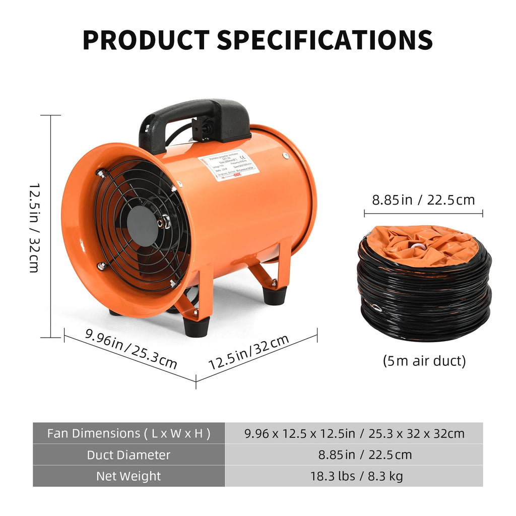 8" Utility Blower Extractor Fan with 16ft Duct Hose C820149
