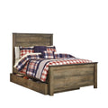 Full Panel Bed with Trundle in Brown X75153