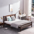 Walnut Wood Full Platform Bed Frame with Headboard and Footboard T6613