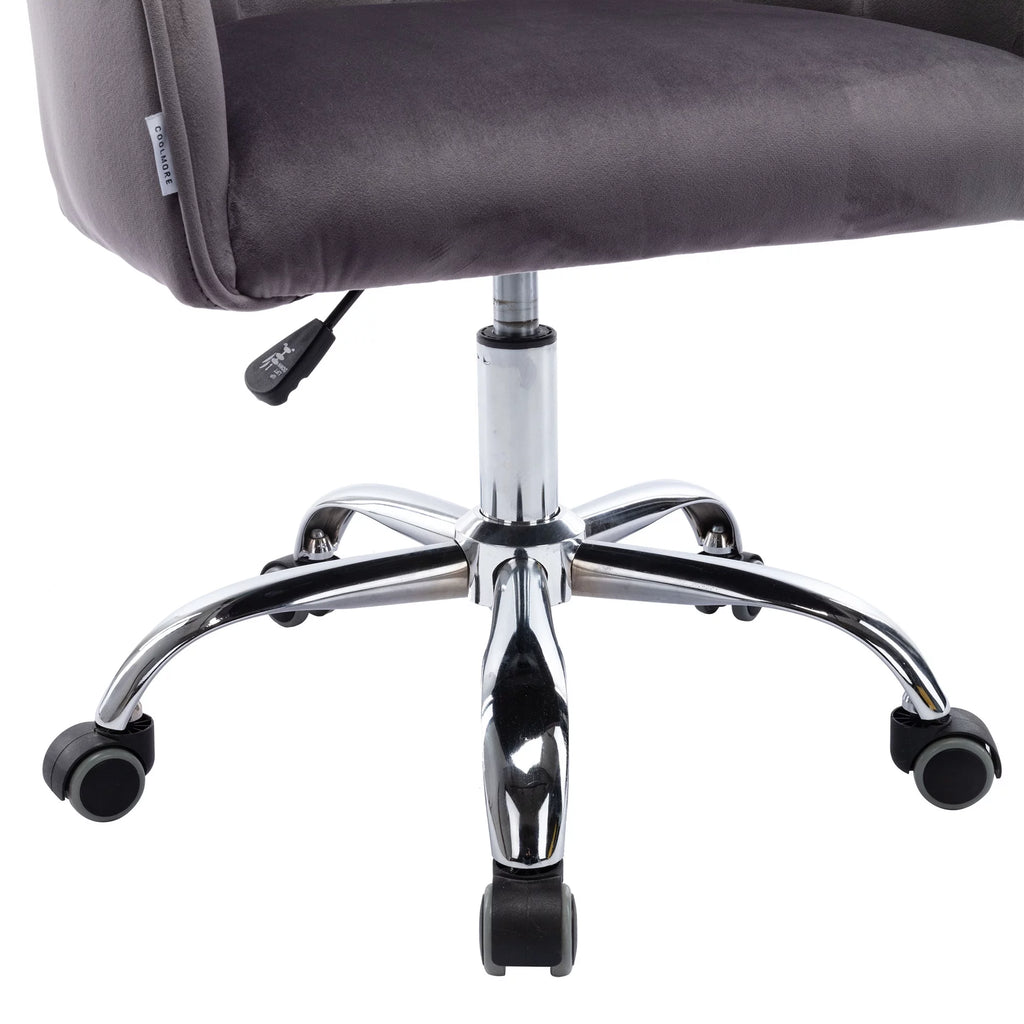 Dark Gray Velvet Swivel Accent Chair with Wheels Q506844