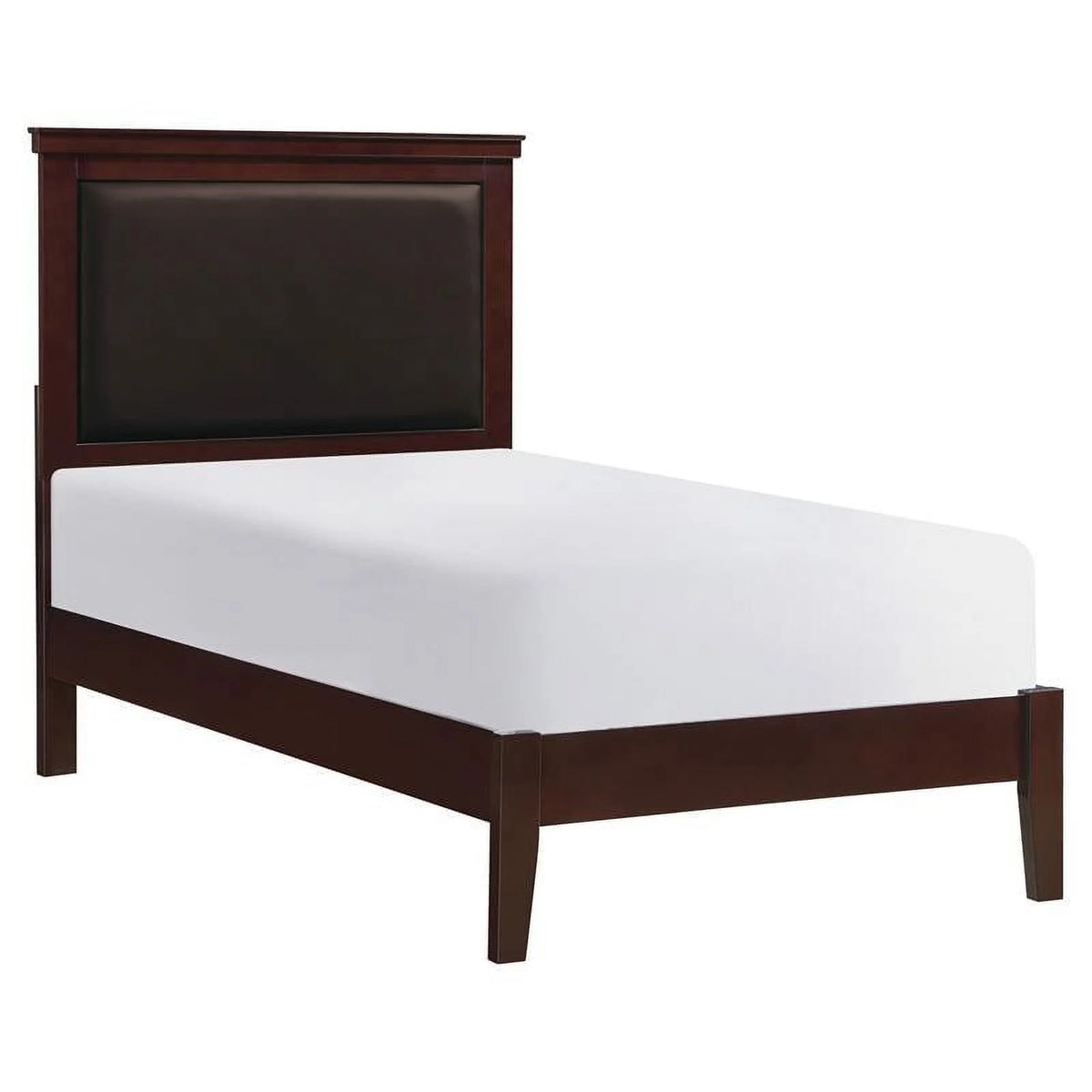 Cherry Wood and Faux Leather Twin Bed H155978