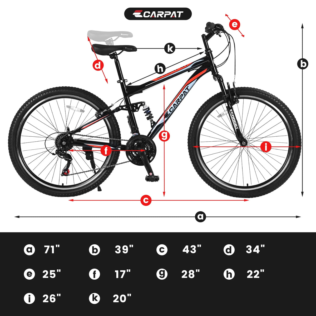 26 inch Black Full Suspension Mountain Bike L701569