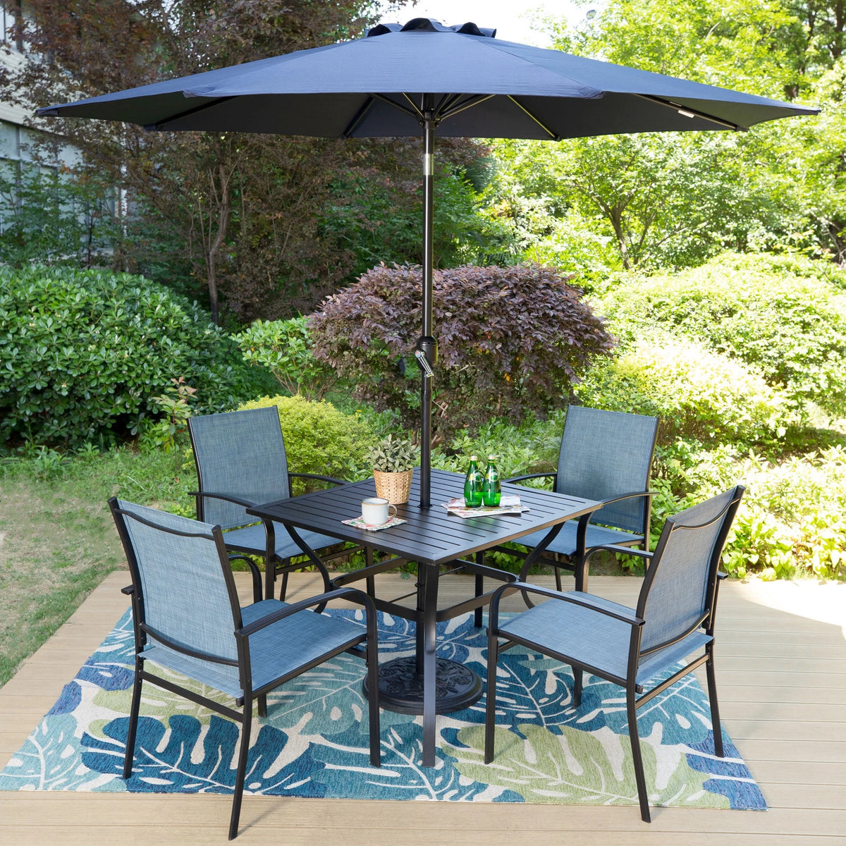 6-Piece Outdoor Patio Dining Set with 9 ft Umbrella B579821
