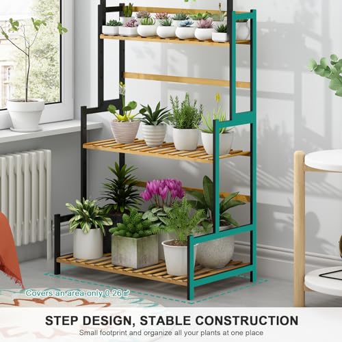 3 Tier Bamboo Foldable Plant Stand Shelf Rack V6749