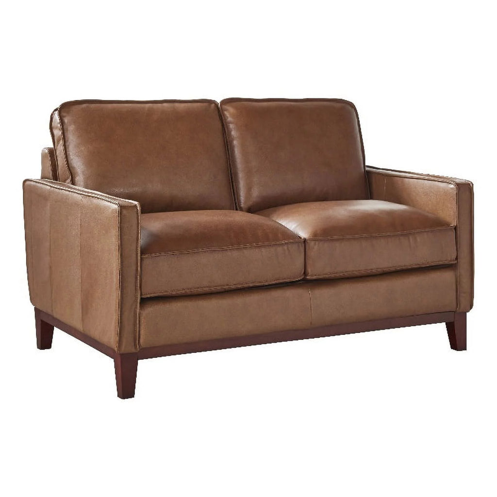 Camel Brown Leather Loveseat F893