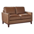 Camel Brown Leather Loveseat F893