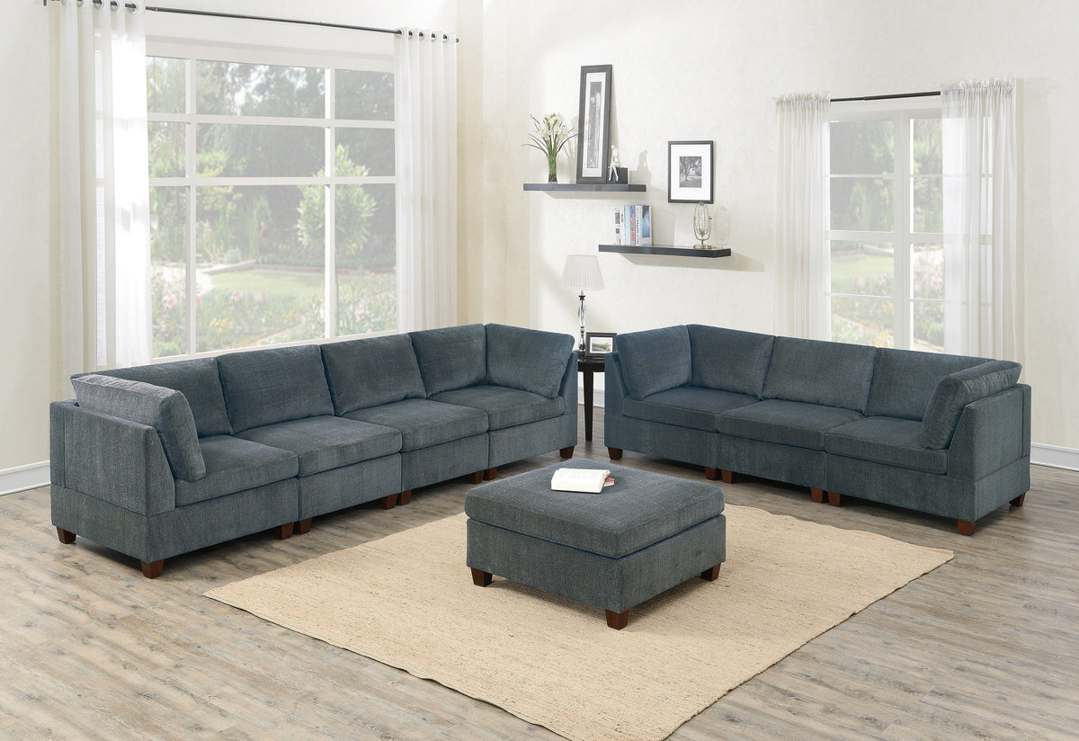 Grey Chenille Modular Sofa Set 8pc X1914