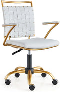 White Ergonomic Leather Office Chair with Lumbar Support K198466